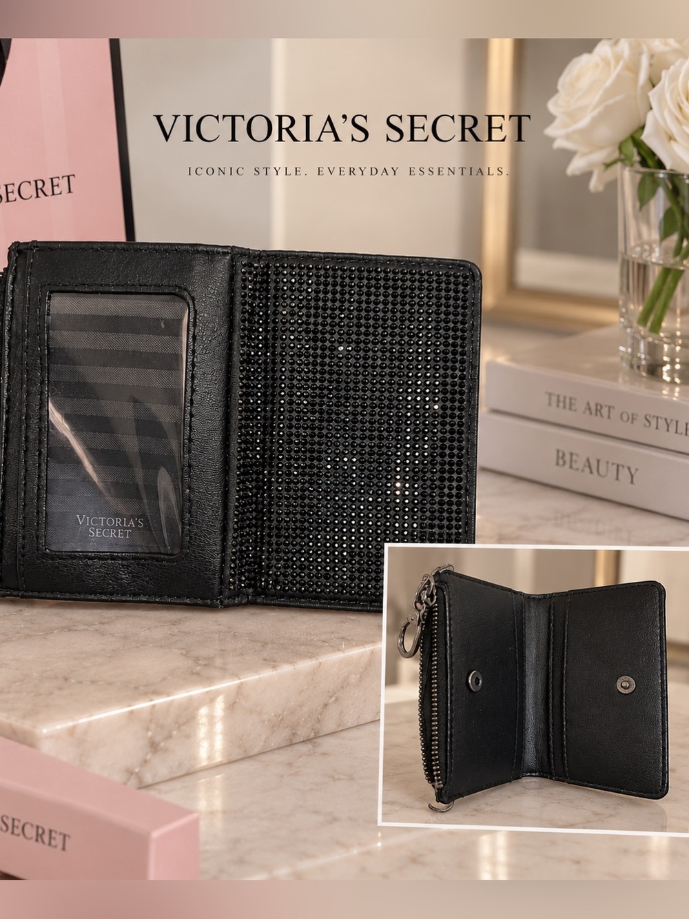 Victoria's Secret Black Bling Card & Key Holder